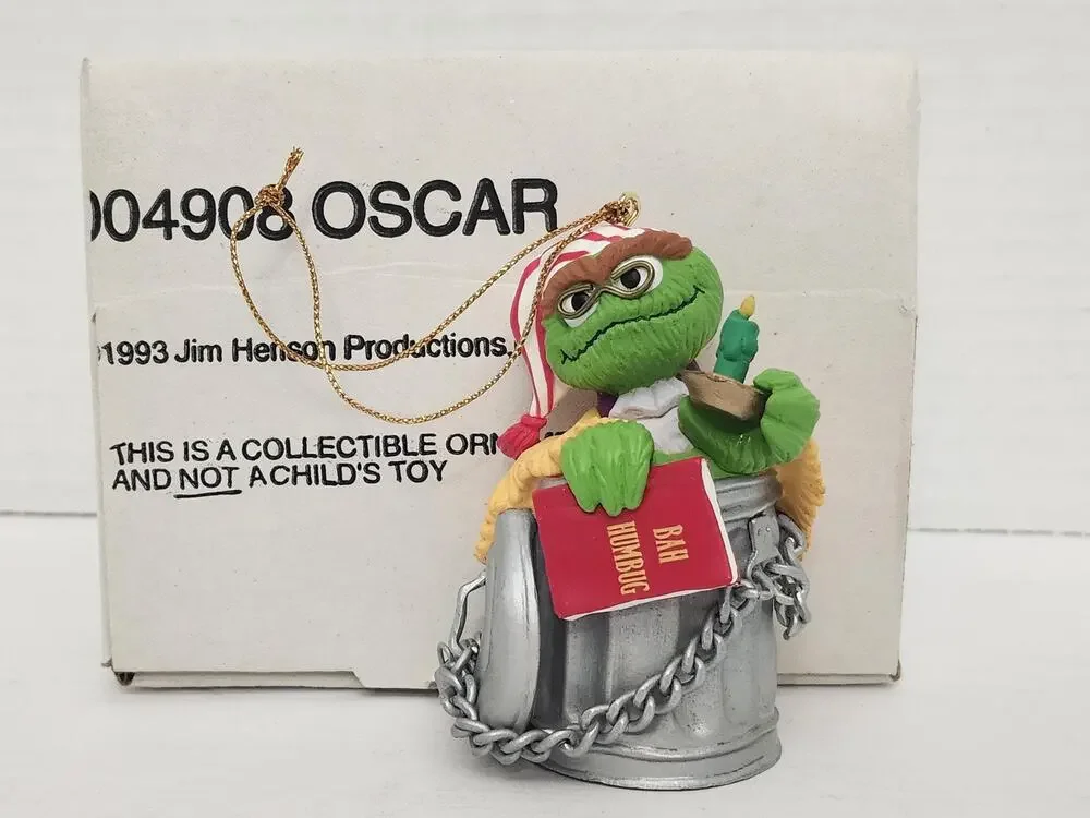 1993 Grolier Oscar Sesame Street Christmas Ornament Jim Henson Boxed